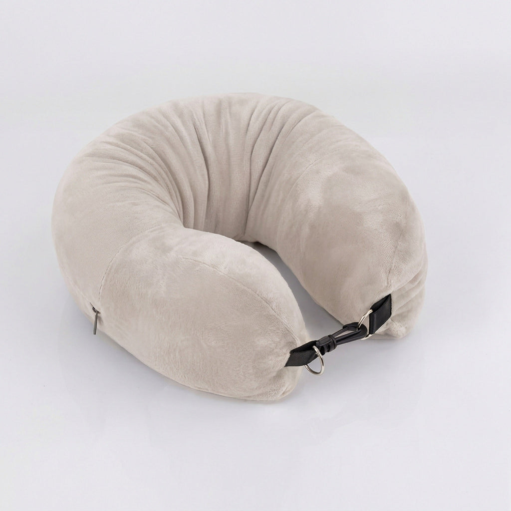 Stuffable Travel Neck Pillow – Velvet Airplane & Car Neck Pillow You Fill With Your Clothes