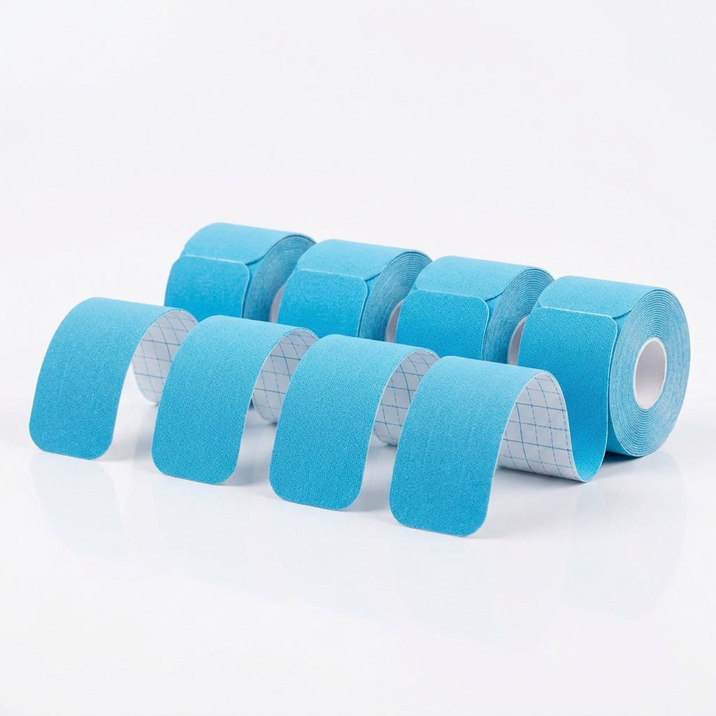 Pro Kinesiology Tape 4-Roll Set – Waterproof Breathable Latex-Free Athletic Tape with 80 Precut Strips