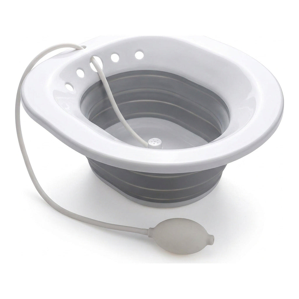 Foldable Sitz Bath for Postpartum and Everyday Use - Collapsible Over-Toilet Soaking Basin with Bulb Rinse Pump and Flat-Fold Storage