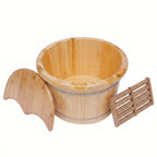 Premium Cedar Wood Foot Bath Bucket – Built-In Massage Roller & Heat Preservation for Ultimate Foot Soak Relaxation & Tension Relief