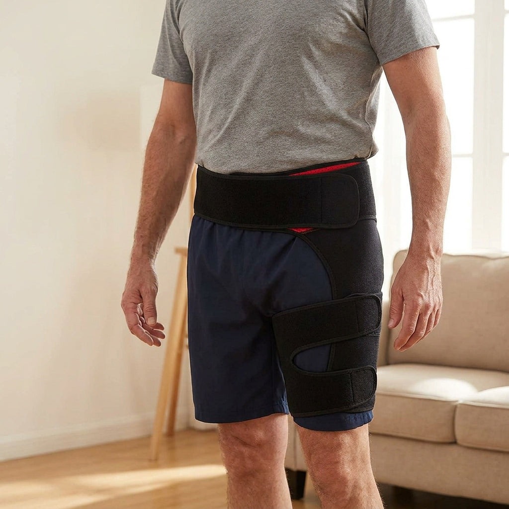 Hip & Groin Compression Wrap — Adjustable Neoprene Support Brace for Hip, Thigh & Hamstring