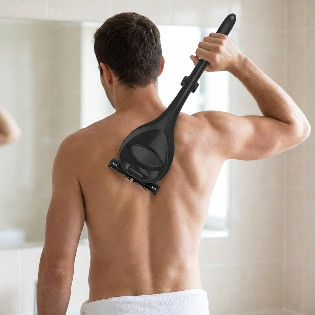 Men’s Painless Back Shaver with Foldable Handle – Portable Hair Remover for Back, Face, and Body Grooming with Comfortable Epilation and Easy Reach
