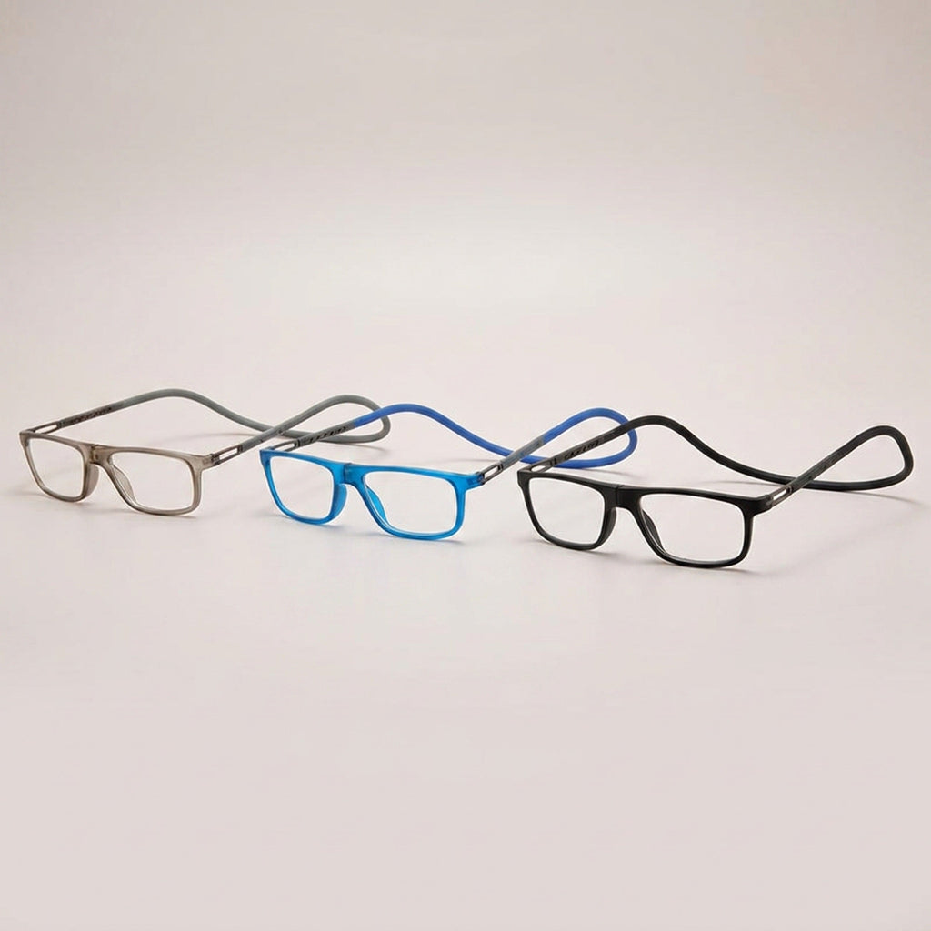 Magnet Hanging Neck Reading Glasses – Anti-Blue Light Ultra-Light Portable Square Presbyopic Spectacles for Men and Women Everyday Use