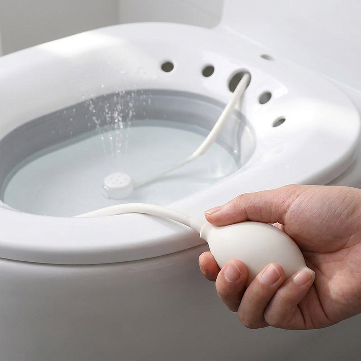 Foldable Sitz Bath for Postpartum and Everyday Use - Collapsible Over-Toilet Soaking Basin with Bulb Rinse Pump and Flat-Fold Storage