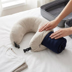 Stuffable Travel Neck Pillow – Velvet Airplane & Car Neck Pillow You Fill With Your Clothes