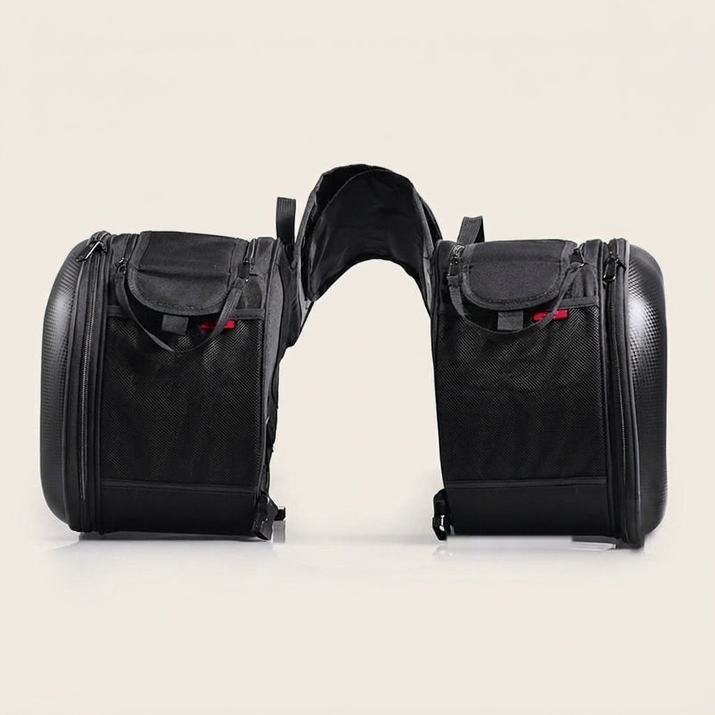Universal Frameless Motorcycle Saddlebags – Expandable 36–58 L Throw-Over Pair