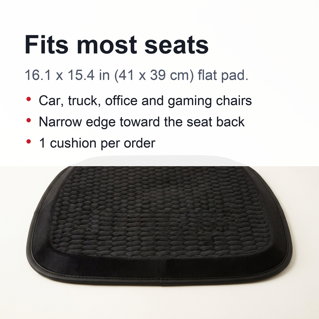 Universal and Multifunctional Car Seat Cushion - Breathable Cool Gel Seat Cushion, Provides Pressure Relief for Back and Tailbone Pain.