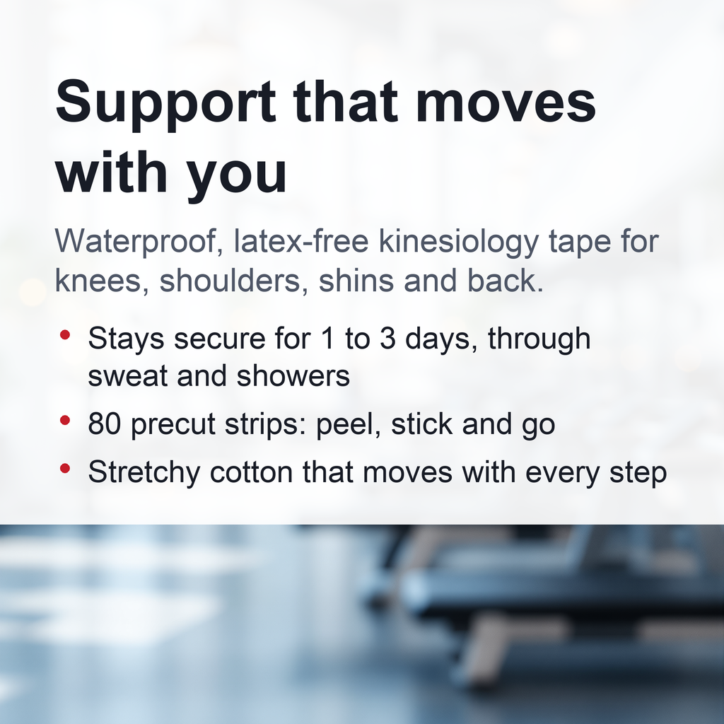 Pro Kinesiology Tape 4-Roll Set – Waterproof Breathable Latex-Free Athletic Tape with 80 Precut Strips