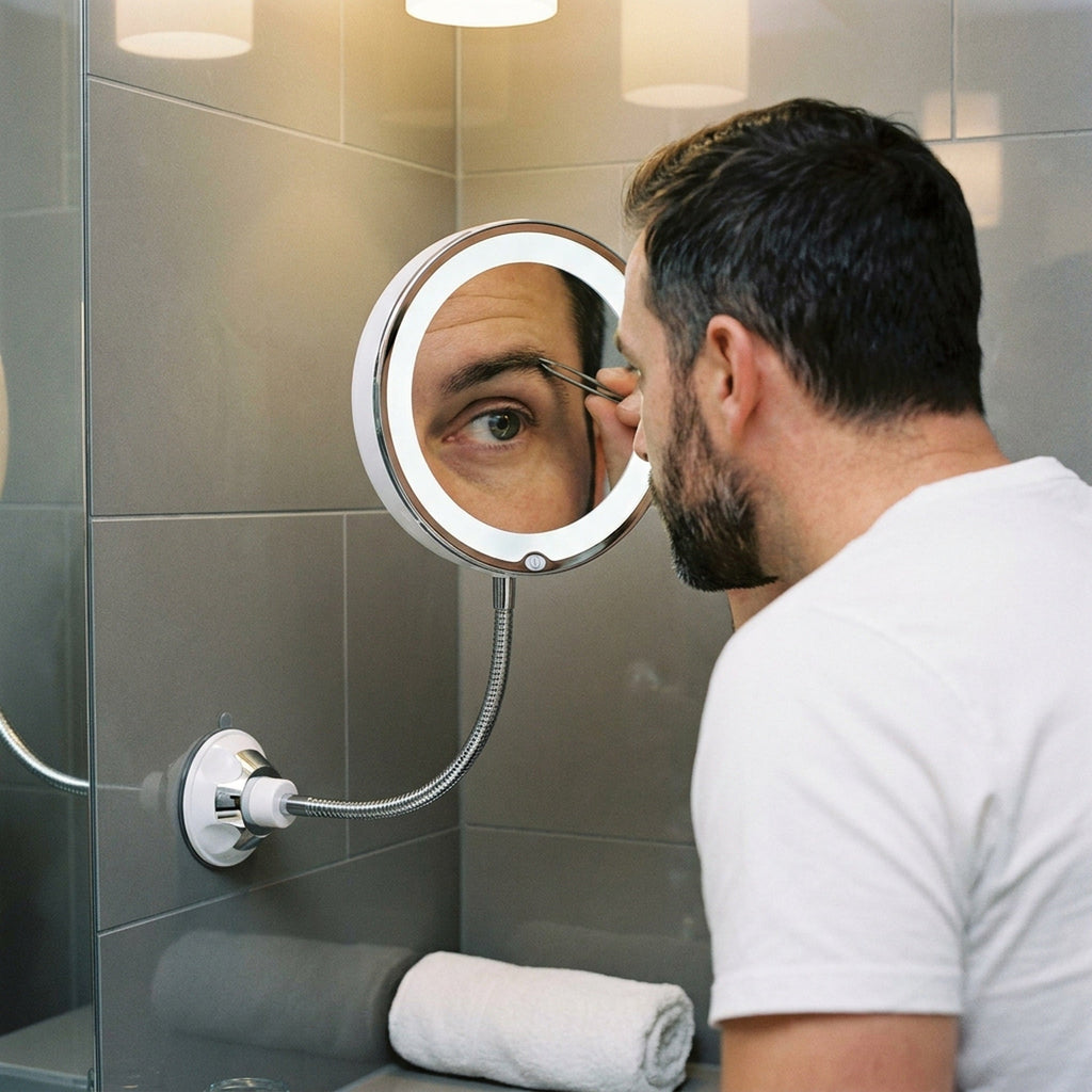 Flexible Gooseneck Makeup Mirror – 10X Magnifying Lighted Vanity Mirror with Suction Cup