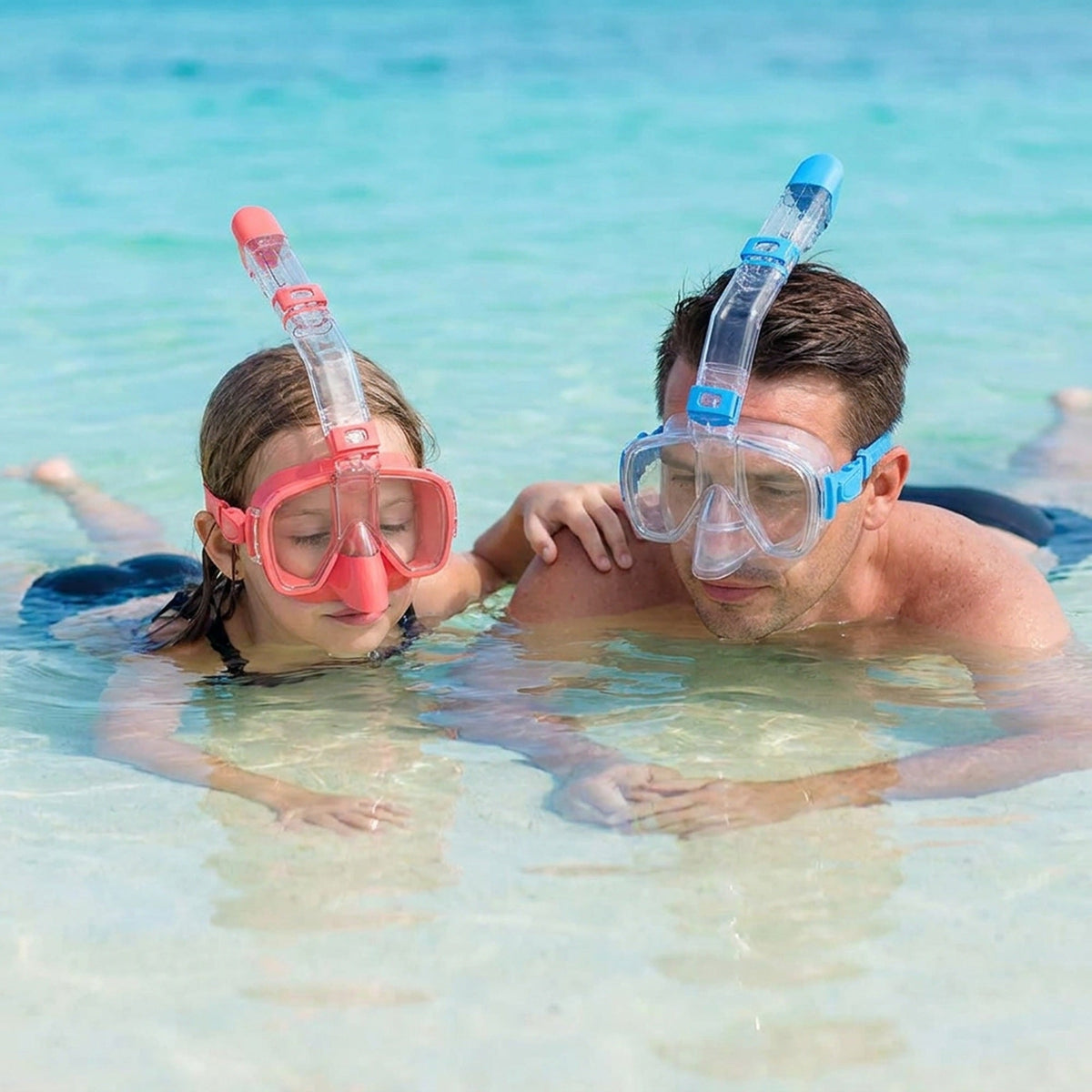 Anti-Fog Snorkeling Mask – Half-Face Diving Mask with Dry-Top Snorkel for Kids & Adults
