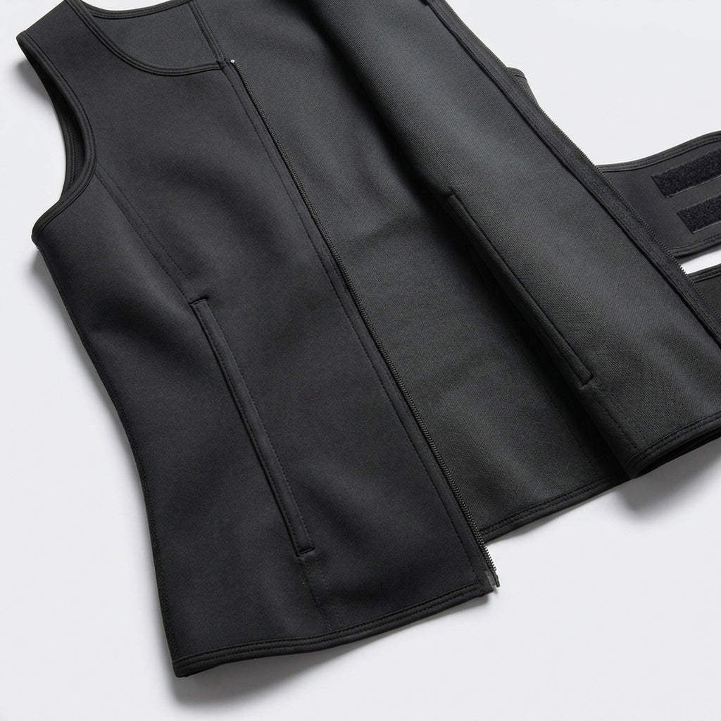 Men's Neoprene Sauna Vest – Zip-Front Heat Training Vest with Dual Adjustable Waist Straps
