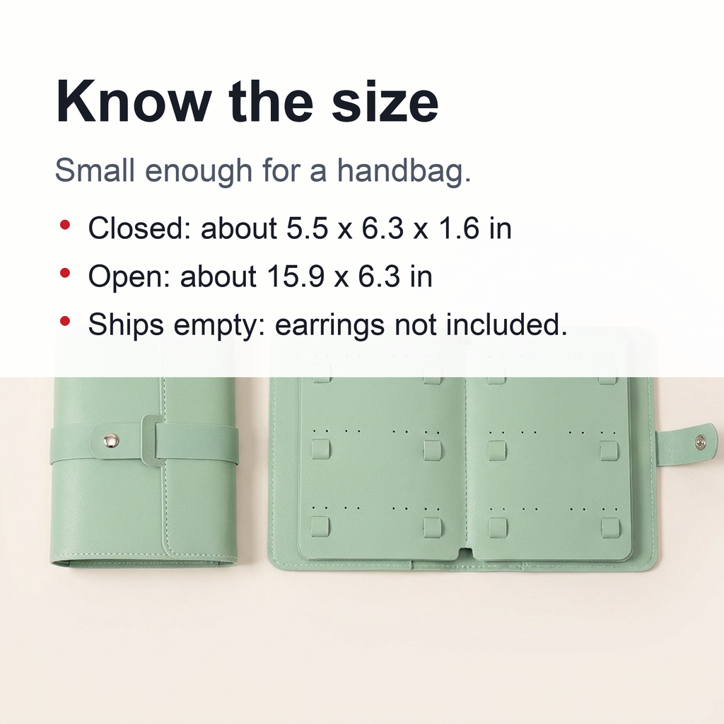PU Leather Earrings Organizer Album – Ear Studs Holder, Storage Bag, Travel Jewelry Case