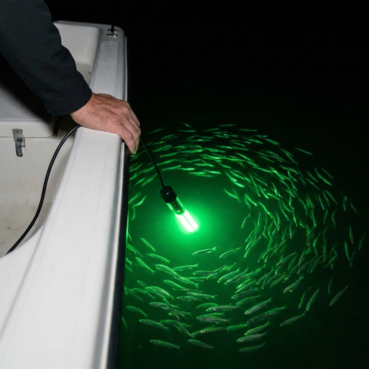 Underwater Night Fishing Light – Green LED Fish Attracting Light, 12 V Battery Clips & USB Lead (6.5 W)