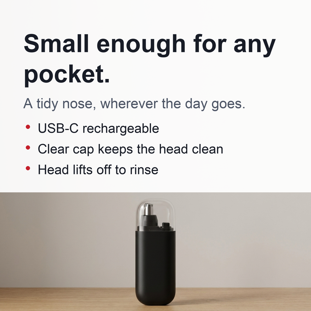 Portable & Rechargeable Nose Hair Trimmer - Precision Grooming On-the-Go