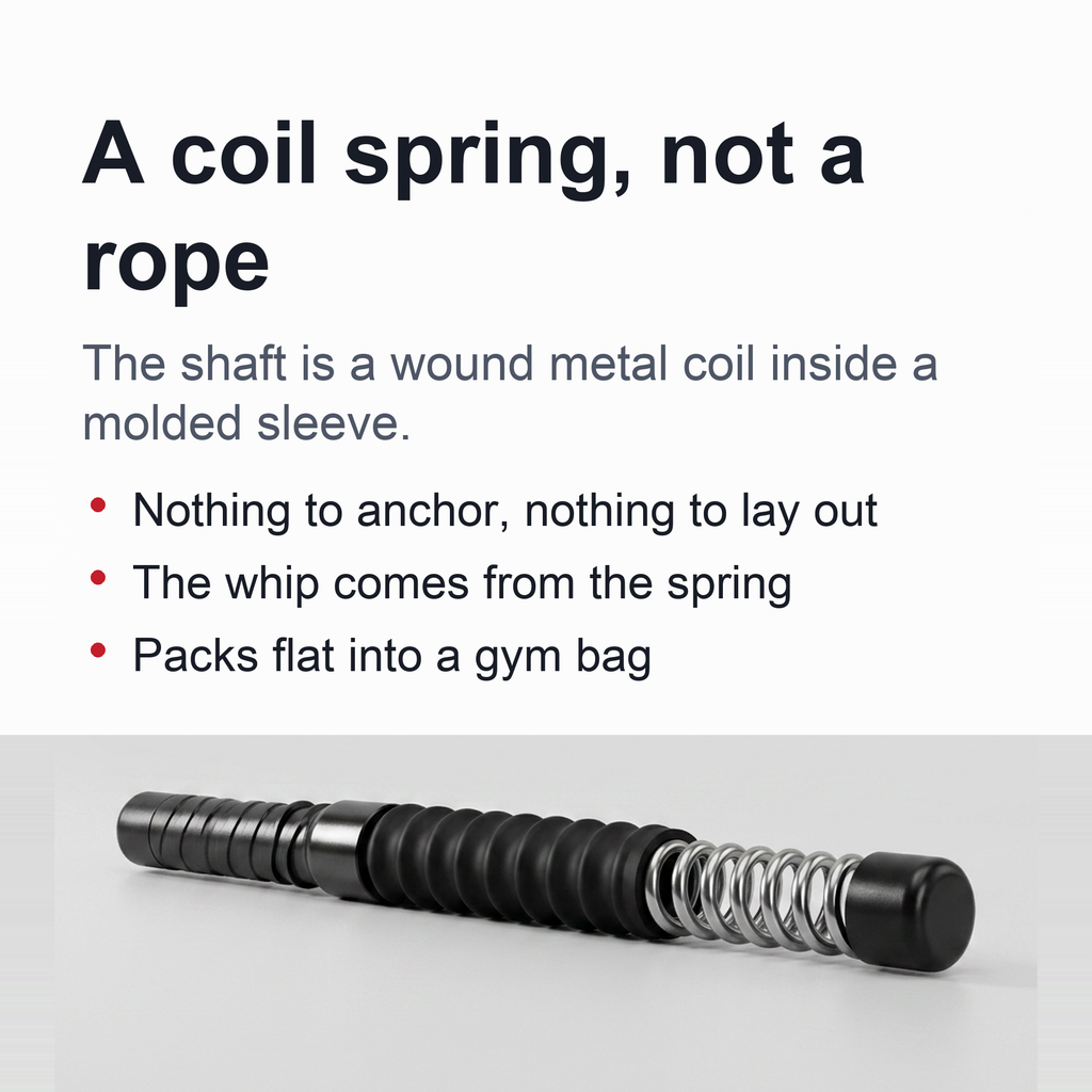 Cordless Battle Rope Bar — Coil-Spring Training Stick for Battle Rope Waves, No Rope and No Anchor, Single or Pair