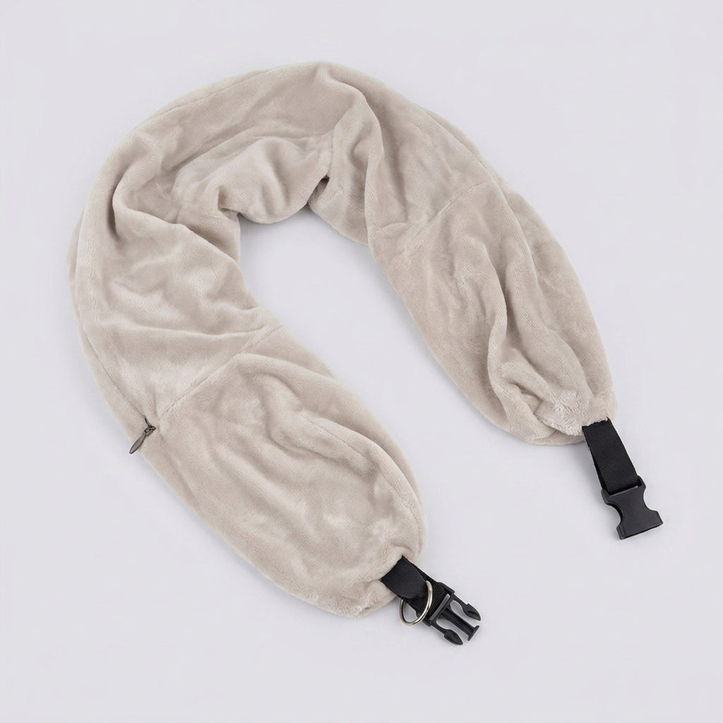 Stuffable Travel Neck Pillow – Velvet Airplane & Car Neck Pillow You Fill With Your Clothes