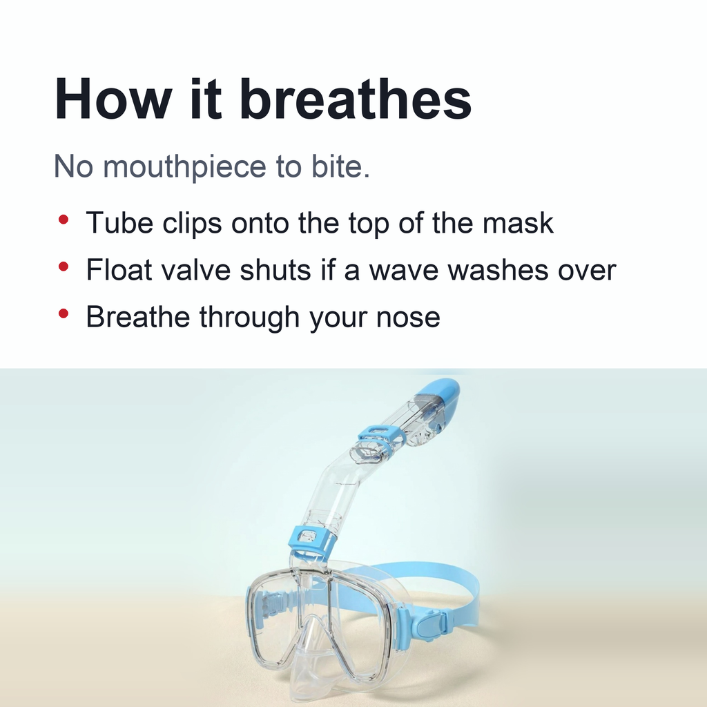 Anti-Fog Snorkeling Mask – Half-Face Diving Mask with Dry-Top Snorkel for Kids & Adults