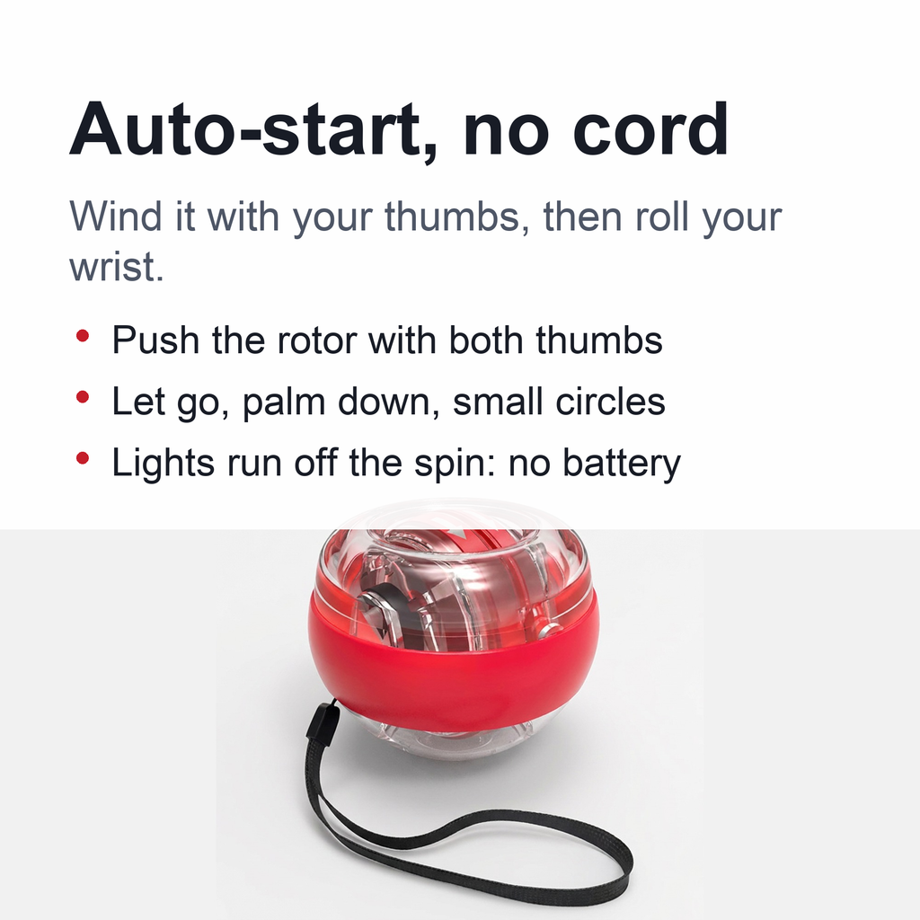 Gyro Ball Forearm Exerciser – Auto-Start Gyroscopic Wrist Ball with LED for Arms, Fingers and Wrists