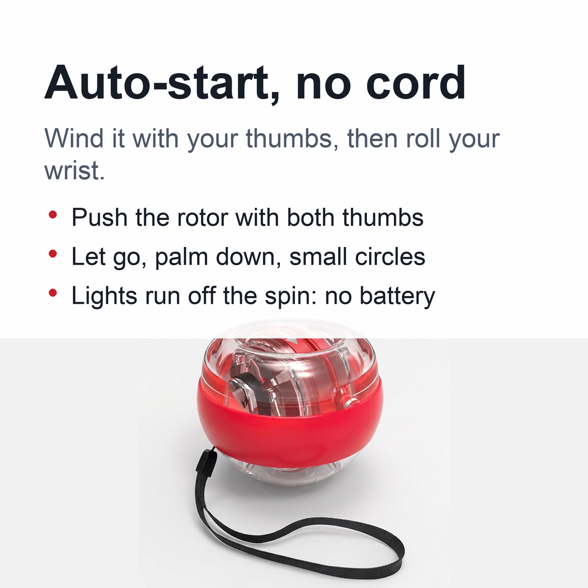 Gyro Ball Forearm Exerciser – Auto-Start Gyroscopic Wrist Ball with LED for Arms, Fingers and Wrists