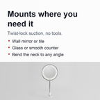 Flexible Gooseneck Makeup Mirror – 10X Magnifying Lighted Vanity Mirror with Suction Cup