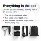 Stackable Resistance Band Bar Set - 5 Clip-On Bands, Two-Piece Bar, Handles, Ankle Straps & Door Anchor