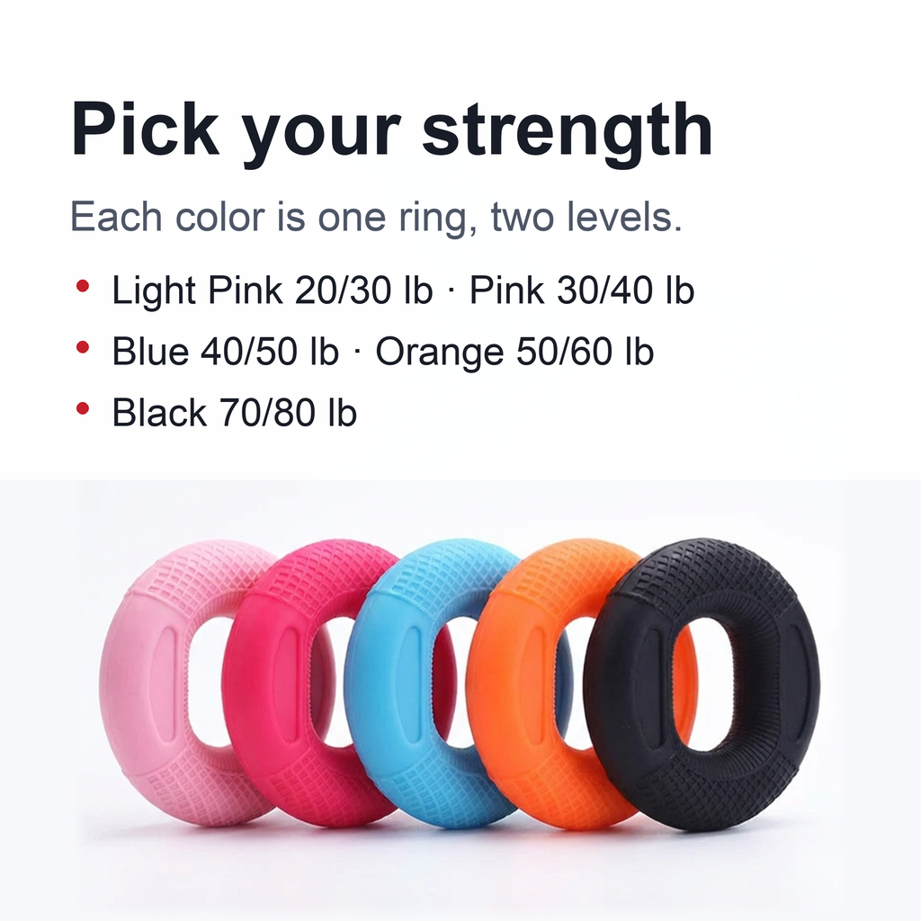 Silicone Grip Rings – Hand Grip Strengthener with Two Resistance Levels
