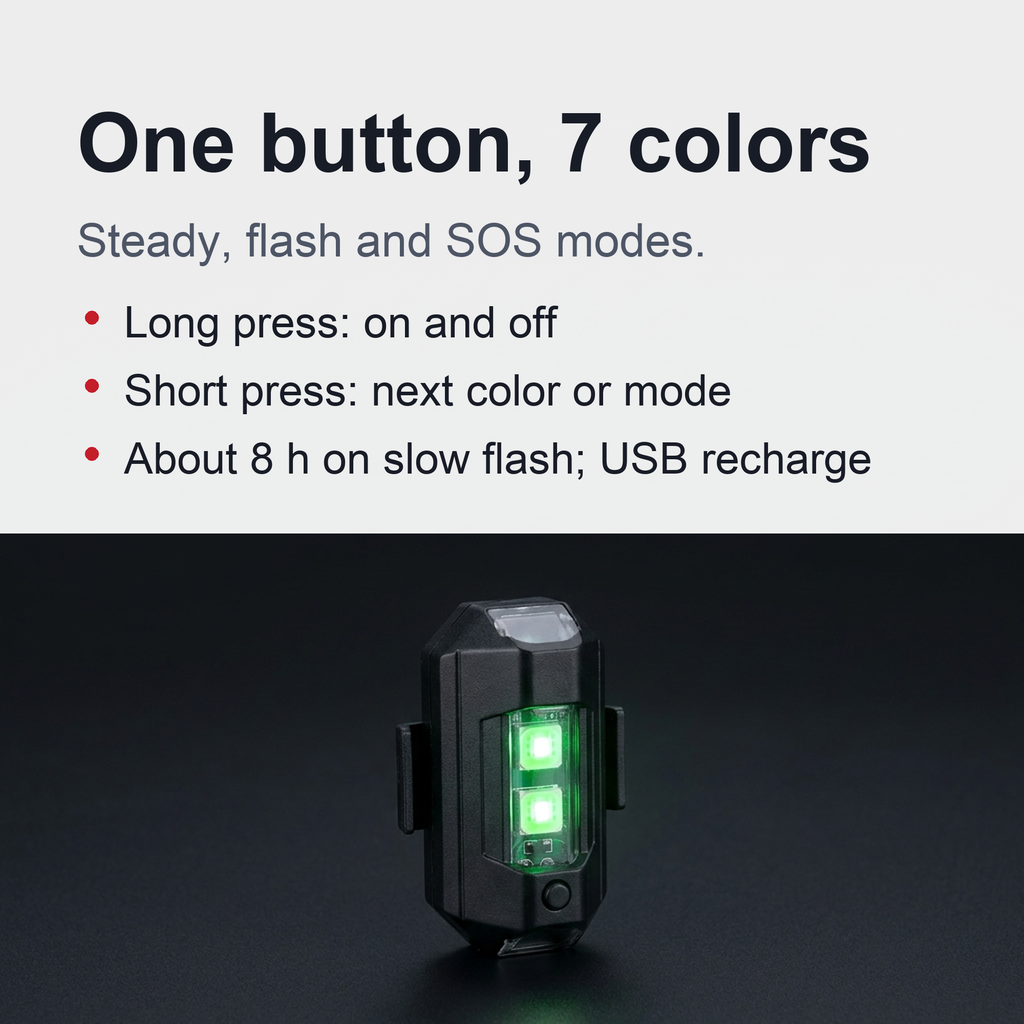 Motorcycle Strobe Lights - Anti-Collision Lights and USB Charging