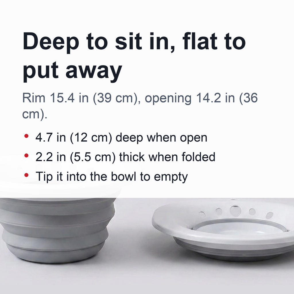 Foldable Sitz Bath for Postpartum and Everyday Use - Collapsible Over-Toilet Soaking Basin with Bulb Rinse Pump and Flat-Fold Storage