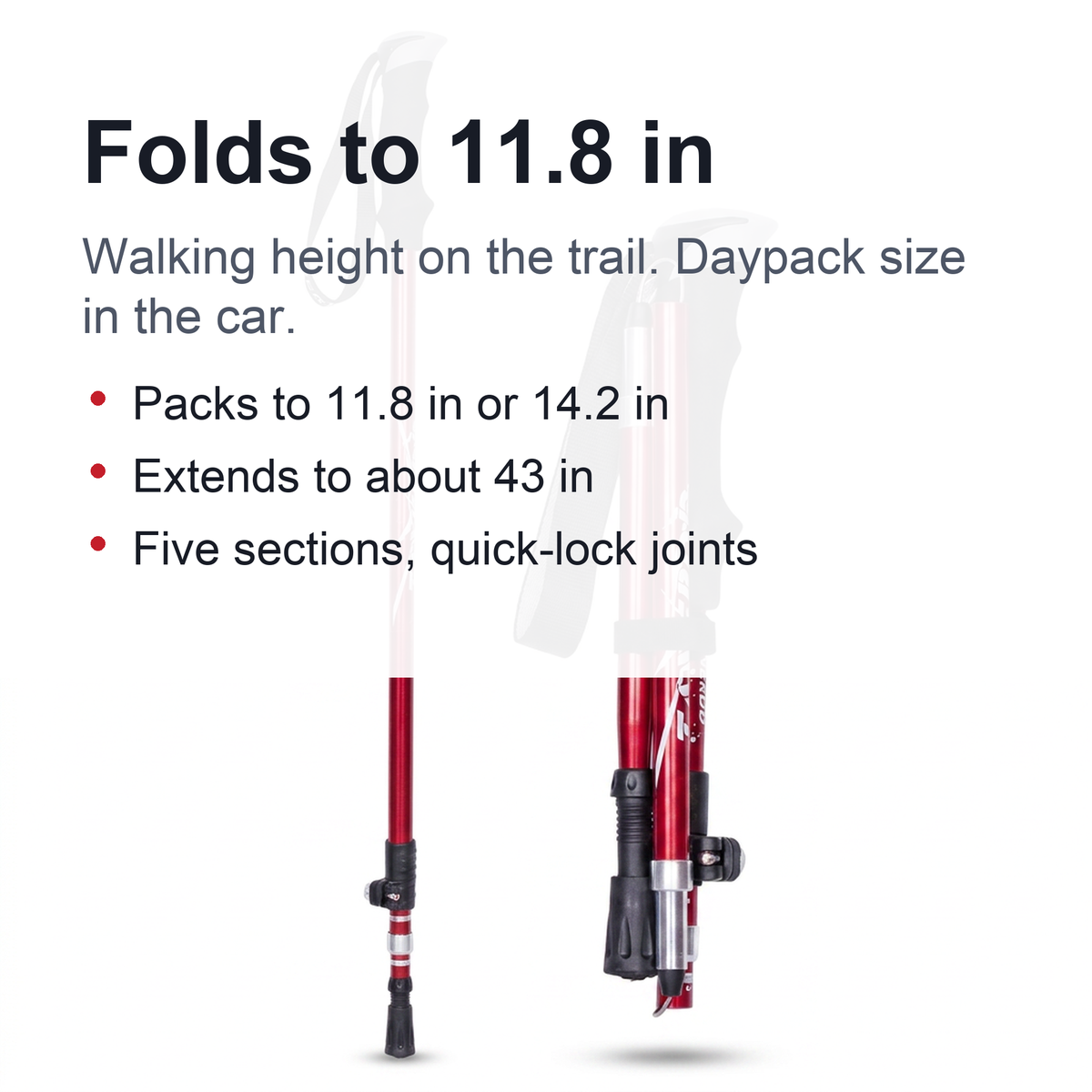 Adjustable Trekking Poles - Foldable Telescopic Pole