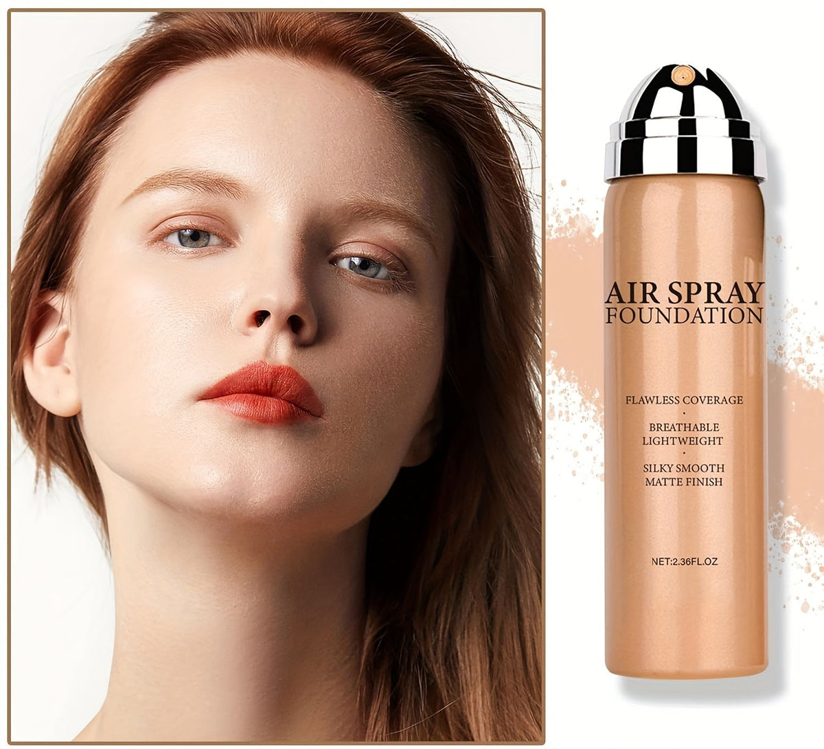 Airbrush Spray Foundation, Matte Finish, 4 Light-to-Medium Shades, 2.36 fl oz (70 ml)