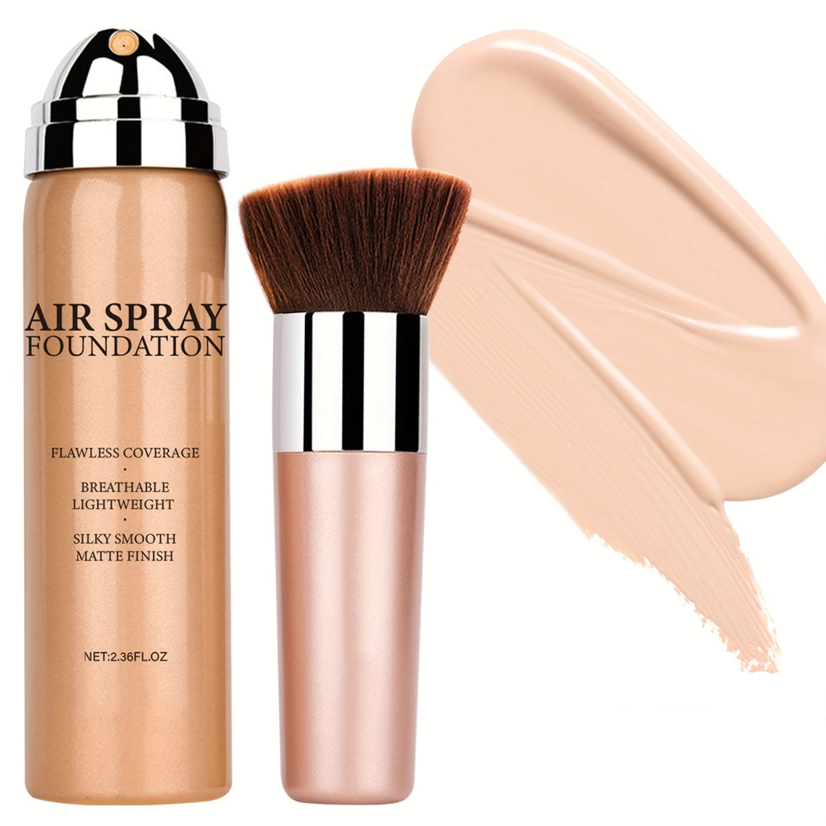 Airbrush Spray Foundation, Matte Finish, 4 Light-to-Medium Shades, 2.36 fl oz (70 ml)