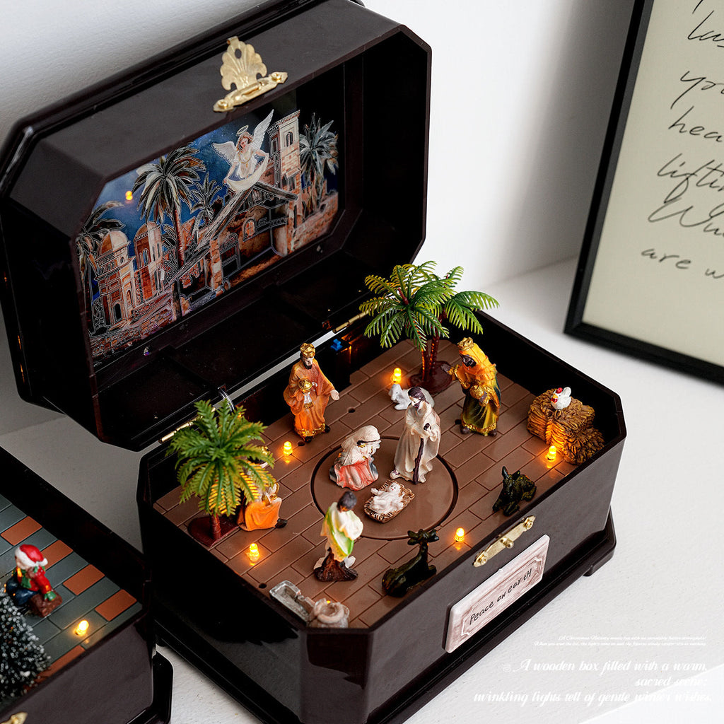 Christmas music box made of resin with lighting