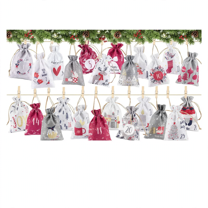 Christmas jute bag with drawstring