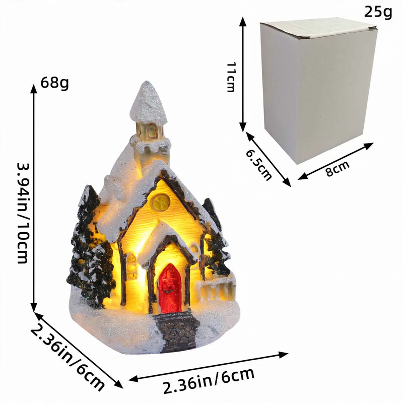 Illuminated houses made of resin for Christmas decoration