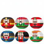 Nutcracker Wood Ornament, Round, Set of 6