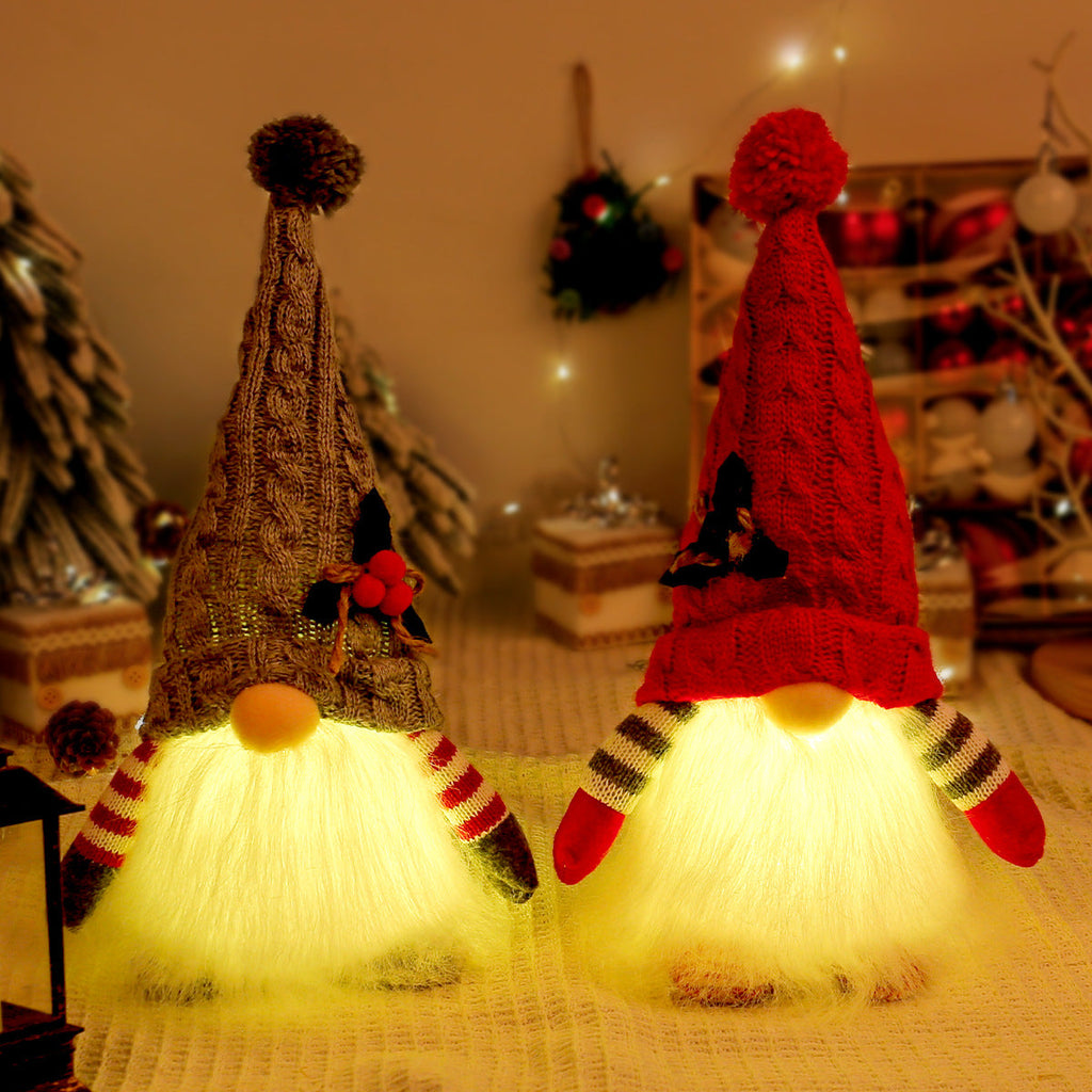 Glowing elf figure with knitted hat
