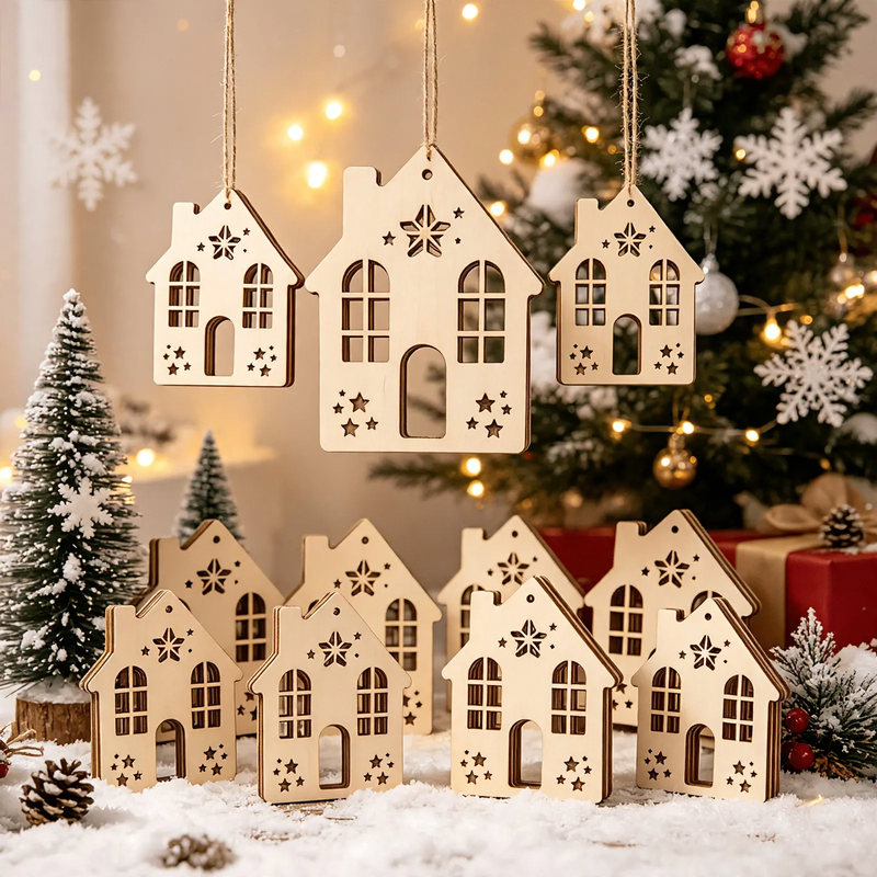 Untreated wood hanging sign for Christmas decoration