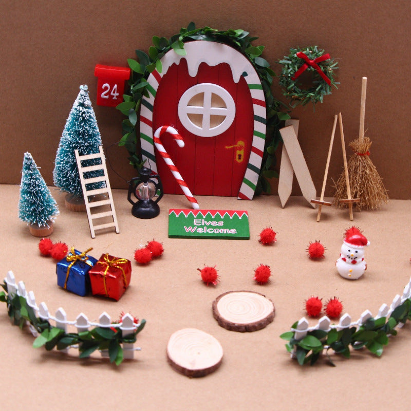 Miniature Elf Door Set with Rainbow Design