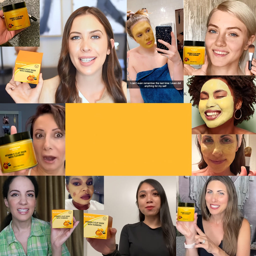 Turmeric Vitamin C Clay Face Mask – Deep Cleansing Kaolin Formula with Aloe Vera for Brightening and Evening Skin Tone