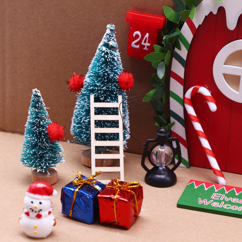 Miniature Elf Door Set with Rainbow Design