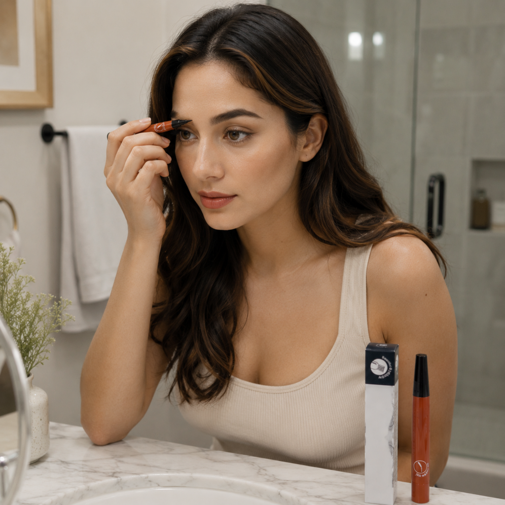 Waterproof Eyebrow Pencil – 4 Tip Microblade Brow Pen for Natural Long-Lasting Makeup, Smudge-Proof Cosmetic Tool