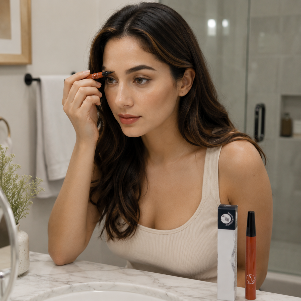 Waterproof Eyebrow Pencil – 4 Tip Microblade Brow Pen for Natural Long-Lasting Makeup, Smudge-Proof Cosmetic Tool