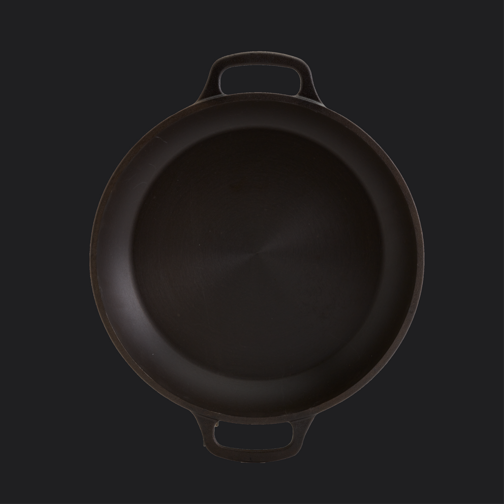 13" Smooth Cast Round Pre-Seasoned Cast Iron Sauteuse Fry Pan with Side Handles
