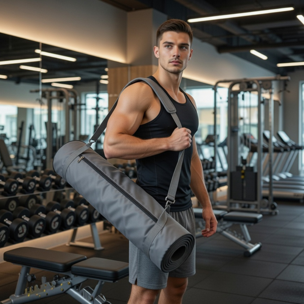 Lightweight Yoga Mat Carrier Bag – Wear-Resistant Portable Gym and Sports Mat Sling with Small Storage Pocket