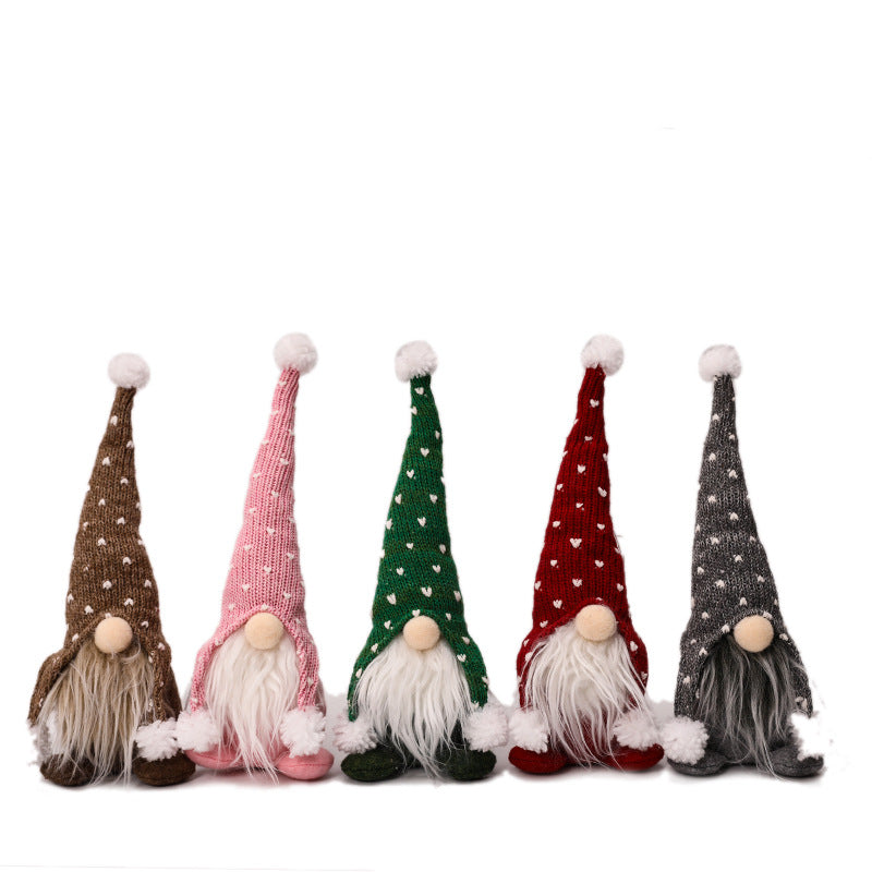 Sitting Christmas Elf Figure with Knitted Hat