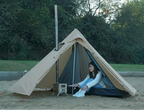 One Person Hot Tent – Camping Tipi with Chimney Window and Double Layer Pyramid Design for Bushcraft Adventures and Cold Weather Survival