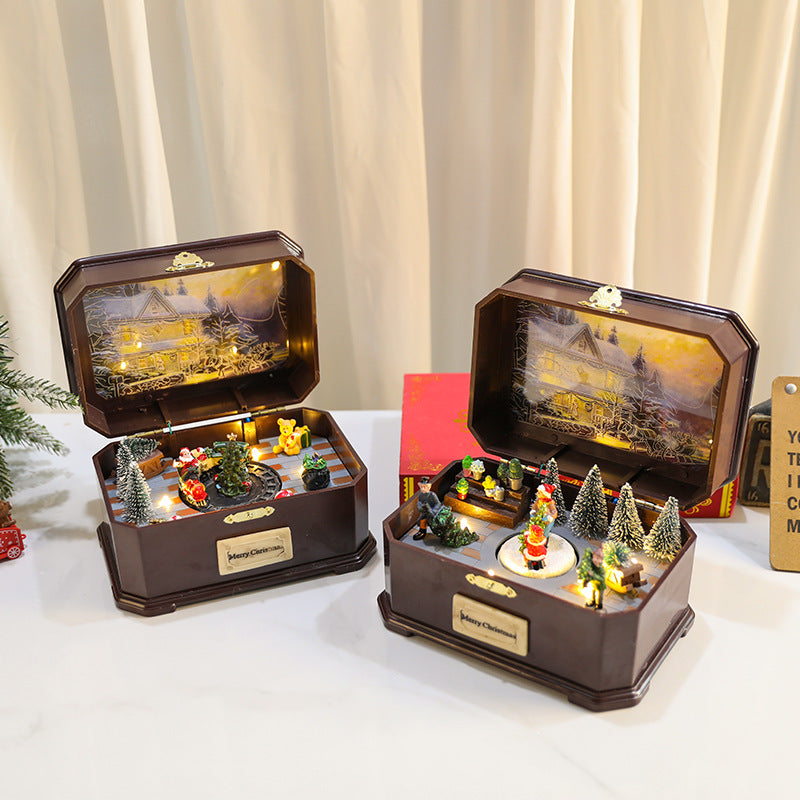 Rotating Christmas music box with LED light
