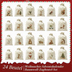 Advent calendar set with 24 cotton-linen bags