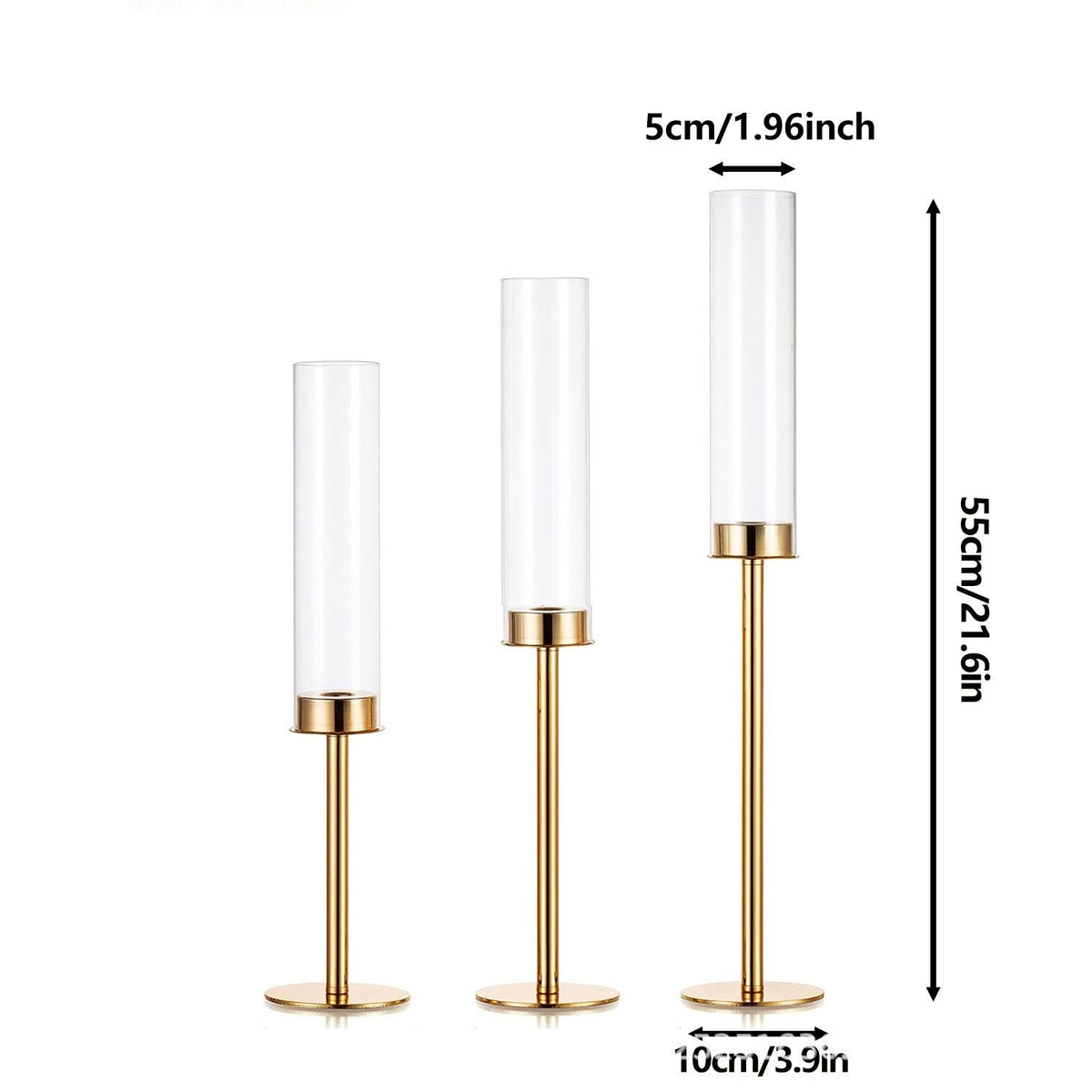 Decorative candle holder made of glass and metal
