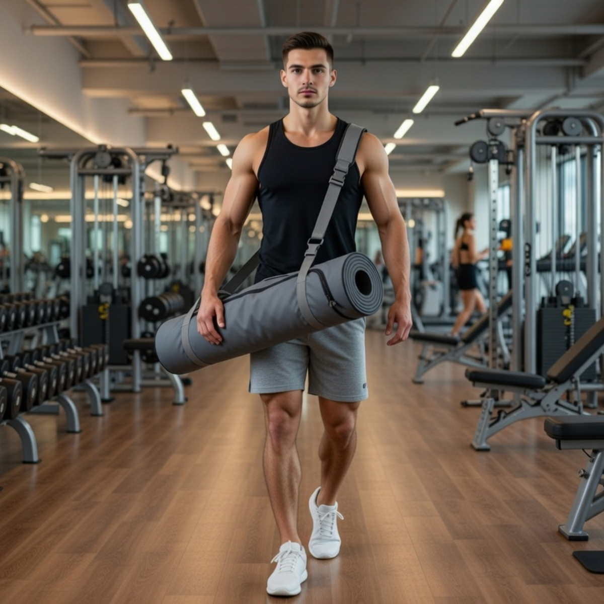 Lightweight Yoga Mat Carrier Bag – Wear-Resistant Portable Gym and Sports Mat Sling with Small Storage Pocket